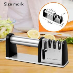 1pcs 4-in-1 Kitchen Blade And Scissor Sharpening Tool (Option: Black)